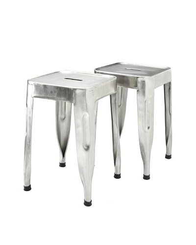 Melange Home Set of 2 Aluminum Stools, Silver