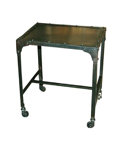 Melange Home Industrial Side Table with Wheels