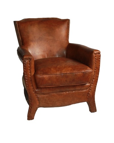 Melange Home Sanderling Top-Grain Leather Armchair, Whiskey Brown