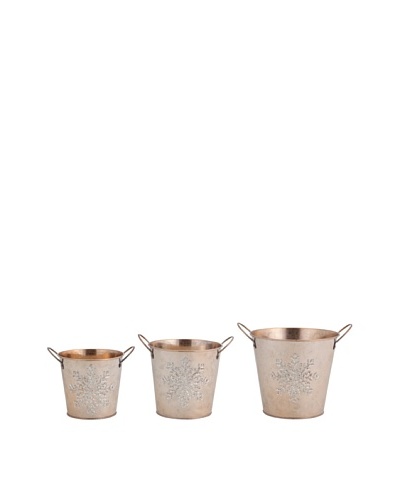 Melrose Set of 3 Assorted Buckets With Etched Snowflakes