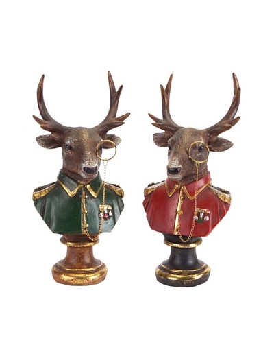 Melrose Set of 2 Deer With Monocle Busts