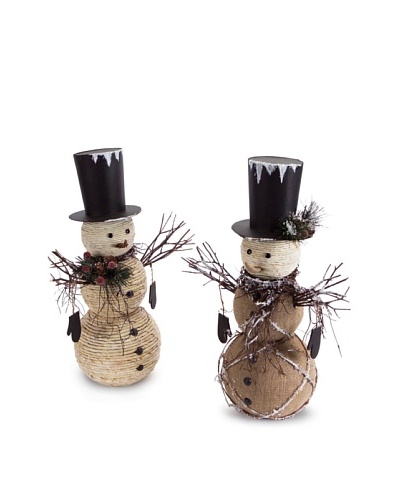 Melrose Set of 2 Woven Snowmen Figurines