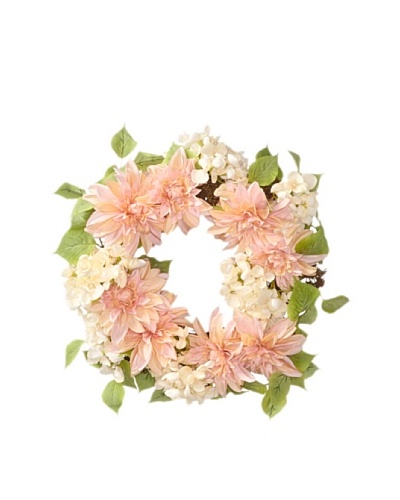 Melrose International Dahlia and Hydrangea Silk Floral Wreath