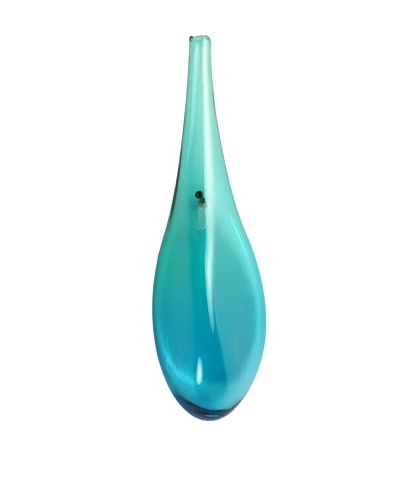 Meridian Glass Pinched Wall Vase, Aqua/Green