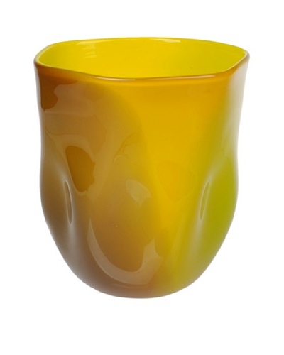 Meridian Glass Abstract Hand-Blown Vase, Green/Golden Amber