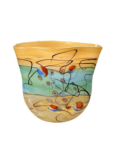 Meridian Glass Ruffle Top Hand-Blown Vase