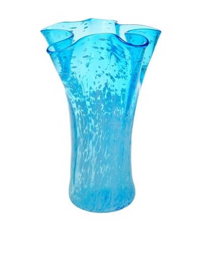 Meridian Glass Hand-Blown Flower Vase, Aqua/White