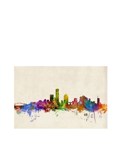 Trademark Fine Art Milwaukee Watercolor Skyline by Michael Tompsett