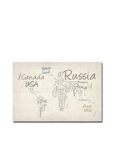 Michael Tompsett Typography World Map Print on Canvas