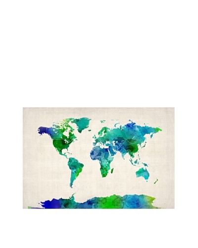 Trademark Fine Art World Map Watercolor by Michael Tompsett