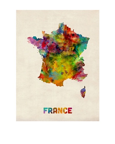 Trademark Fine Art France Watercolor Map by Michael Tompsett