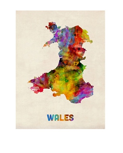 Trademark Fine Art Wales Watercolor Map by Michael Tompsett