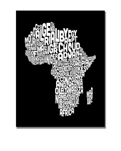 Michael Tompsett Africa Font World Map Canvas Art