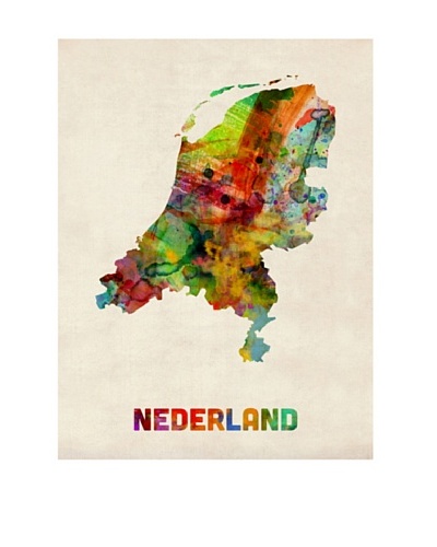Trademark Fine Art Netherlands Watercolor Map by Michael Tompsett