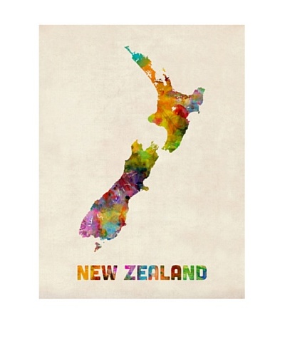 Trademark Fine Art New Zealand Watercolor Map by Michael Tompsett