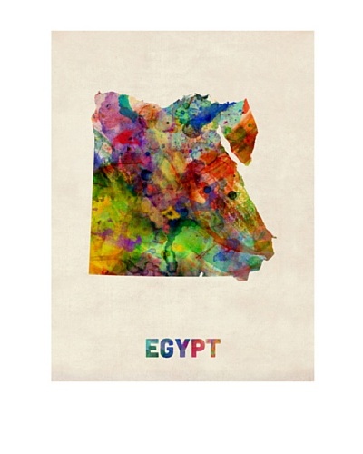 Trademark Fine Art Egypt Watercolor Map by Michael Tompsett