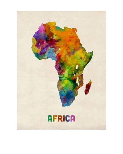 Trademark Fine Art Africa Watercolor Map by Michael Tompsett