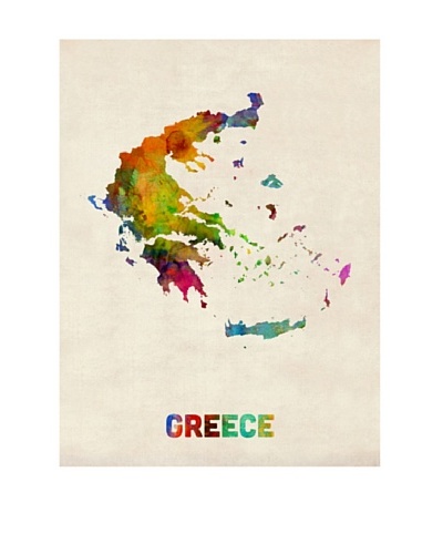 Trademark Fine Art Greece Watercolor Map by Michael Tompsett