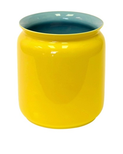 Middle Kingdom Porcelain Scholar Vase, Turquoise/Yellow