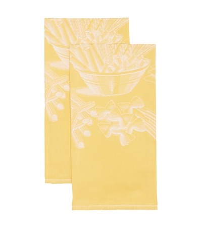 Mierco Fine Linens Set of 2 Pasta Jacquard Tea Towels, Yellow, 23 x 32
