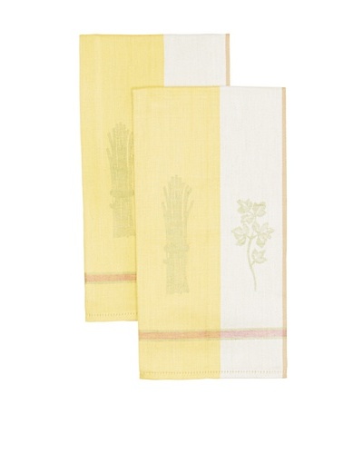 Mierco Fine Linens Set of 2 Vegetable Jacquard Tea Towels [Yellow/Taupe]