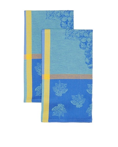 Mierco Fine Linens Set of 2 Provence Grape Jacquard Tea Towels, Blue/Green, 26 x 26