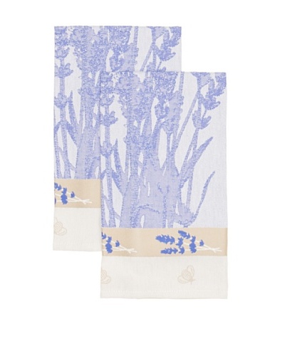 Mierco Fine Linens Set of 2 Lavender Fields Jacquard Tea Towels, Lavender/Taupe, 26 x 26