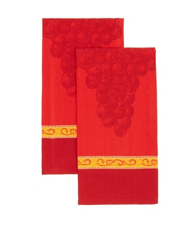 Mierco Fine Linens Set of 2 Grape Jacquard Tea Towels, Burgundy, 20 x 28