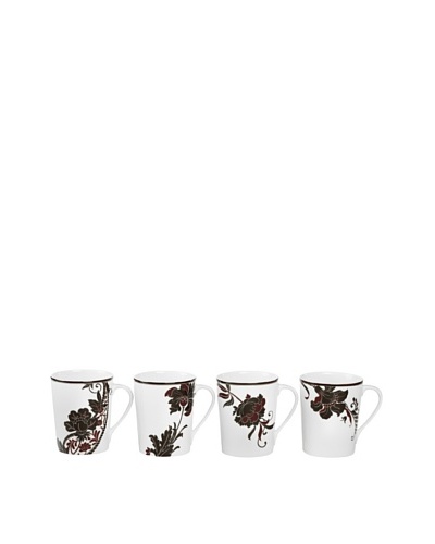 Mikasa Set of 4 Cocoa Blossom 15-Oz. Mugs, White/Dark Brown