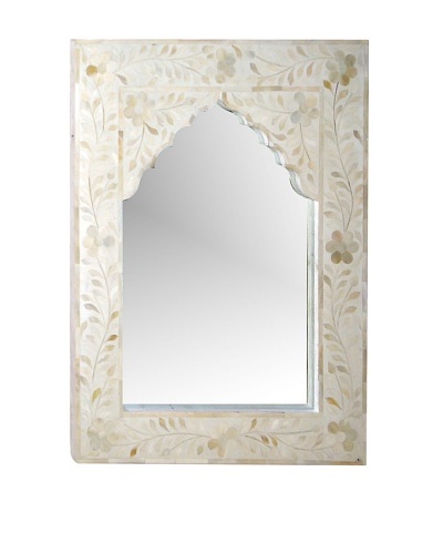 Mili Designs Small Arch Bone Inlay Mirror, White/White