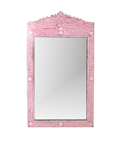 Mili Designs Pink Crown Bone Inlay Mirror, Pink