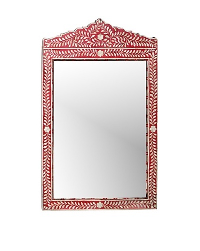 Mili Designs Overlay Bone Inlay Big Mirror, Red