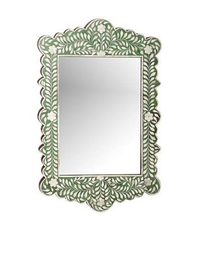 Mili Designs Green Bone Inlay Mirror, Green
