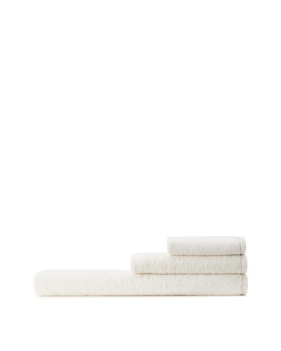 Mili Designs NYC Basic Towel Set with Contrast Border, Ivory/Ivory