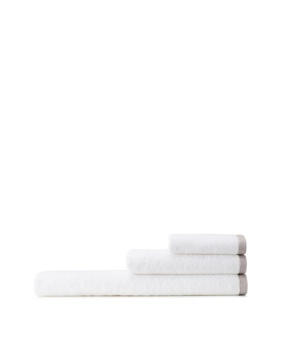 Mili Designs NYC Basic Towel Set with Contrast Border, White/Light Grey