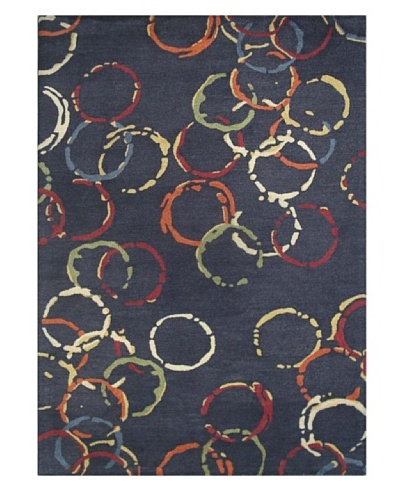 Mili Designs NYC Water Patterned Rug, Blue/Multi, 5' x 8'