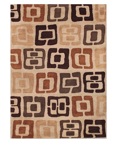 Mili Designs NYC Stamp Patterned Rug, Tan/Multi, 5' x 8'
