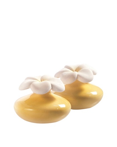 Millefiori Milano Set of 2 Mini Porcelain Flower Diffusers, Yellow