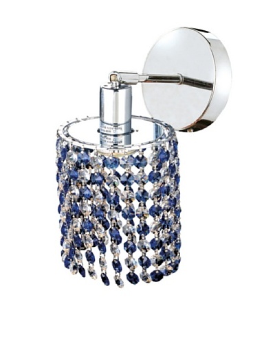 Mini Crystal Collection Round Wall Sconce, Sapphire