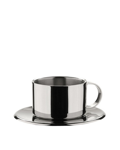 MIU France  Set of 4 Stainless Steel Espresso Cups and Saucers [Silver]