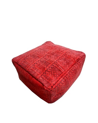 Modelli Creations Natural Fiber Square Dhurrie Pouf, Red