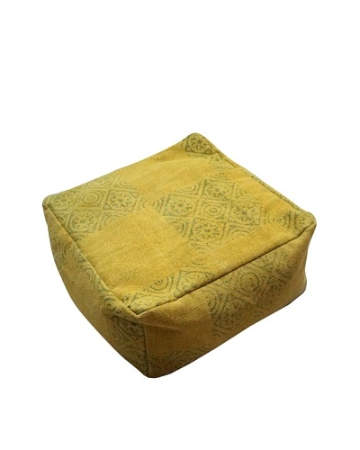 Modelli Creations Natural Fiber Square Dhurrie Pouf, Yellow
