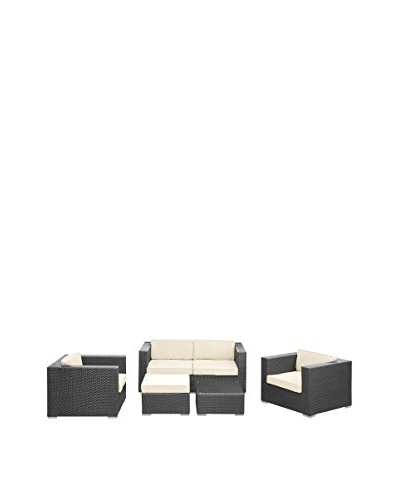 Modway Malibu 5-Piece Outdoor Patio Sofa Set, Espresso/White