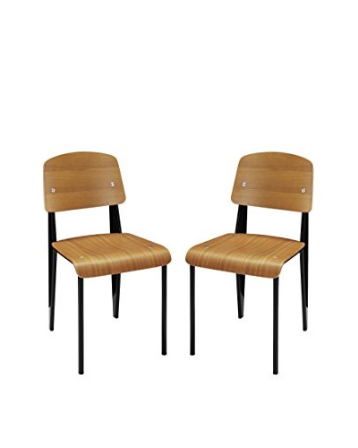 Modway Set of 2 Cabin Dining Side Chairs, Walnut