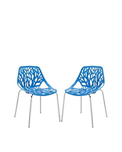 Modway Set of 2 Stencil Dining Side Chairs, Blue
