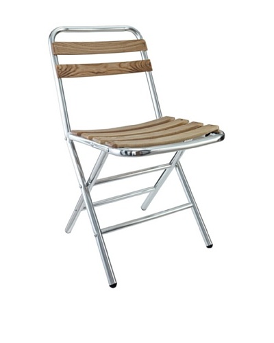 Modway Folderia Aluminum Folding Chair, Silver