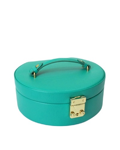 Morelle & Co. Leather Half Moon Lock & Key Jewelry Box with Takeout Compartment, EmeraldAs You See