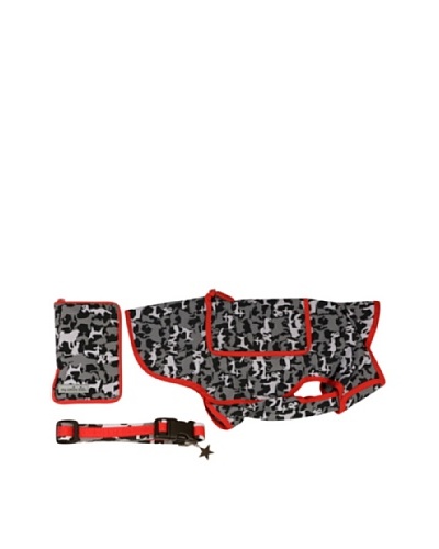 My Canine Kids Signature Camo Collection Pocket Rainslicker and Collar Set [Camo/Red]