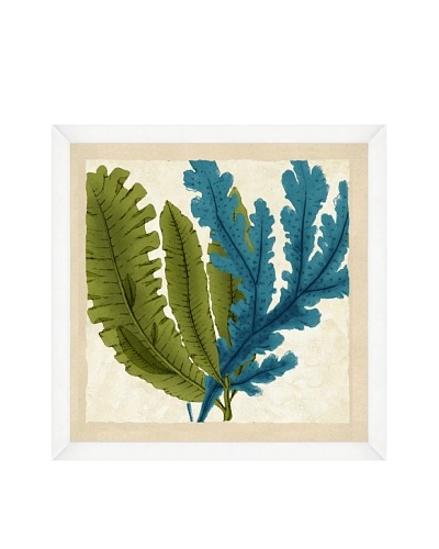 Watercolor Green & Teal Seaweed Crop Framed Print II
