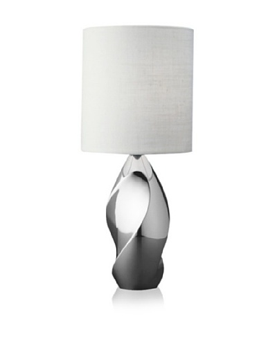 Nambe' Twist Accent Lamp, Polished Alloy with White Shade